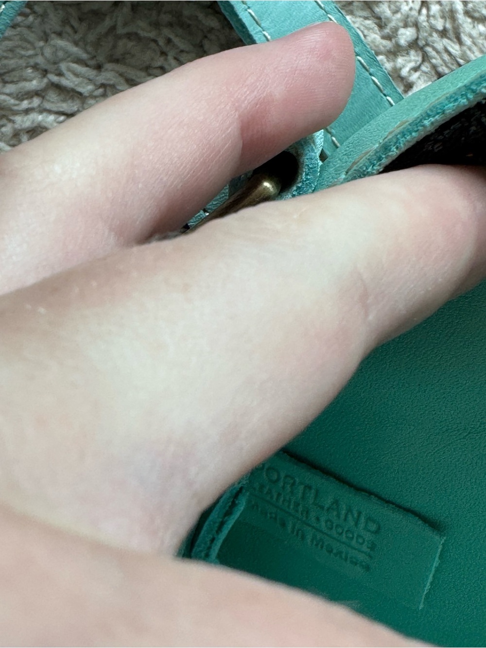 Portland Leather Mint Round Crossbody Purse - Picture 5 of 7